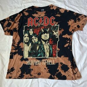 AC/DC Black and Orange Tie-Dye Tee